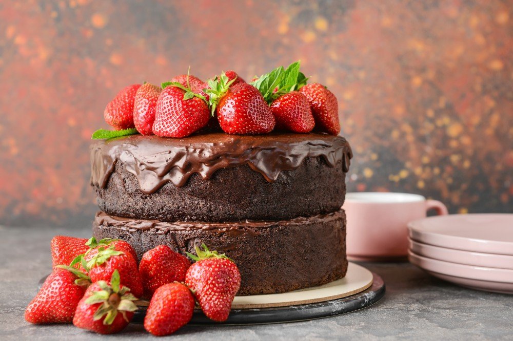 foto da receita Bolo de chocolate com morango