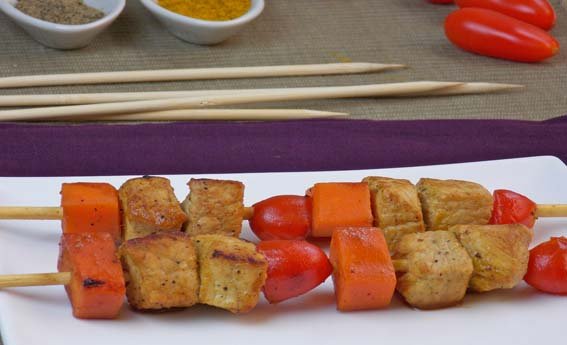 foto da receita Espetinho de lombo com vegetais