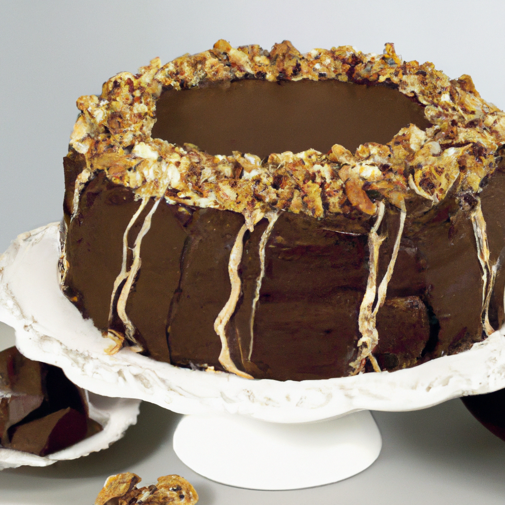 foto da receita Bolo de festa de nozes e chocolate