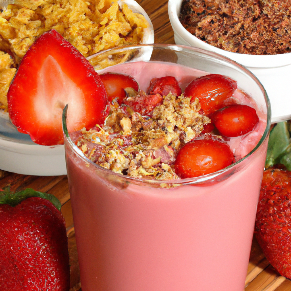 foto da receita Suco de morango com granola