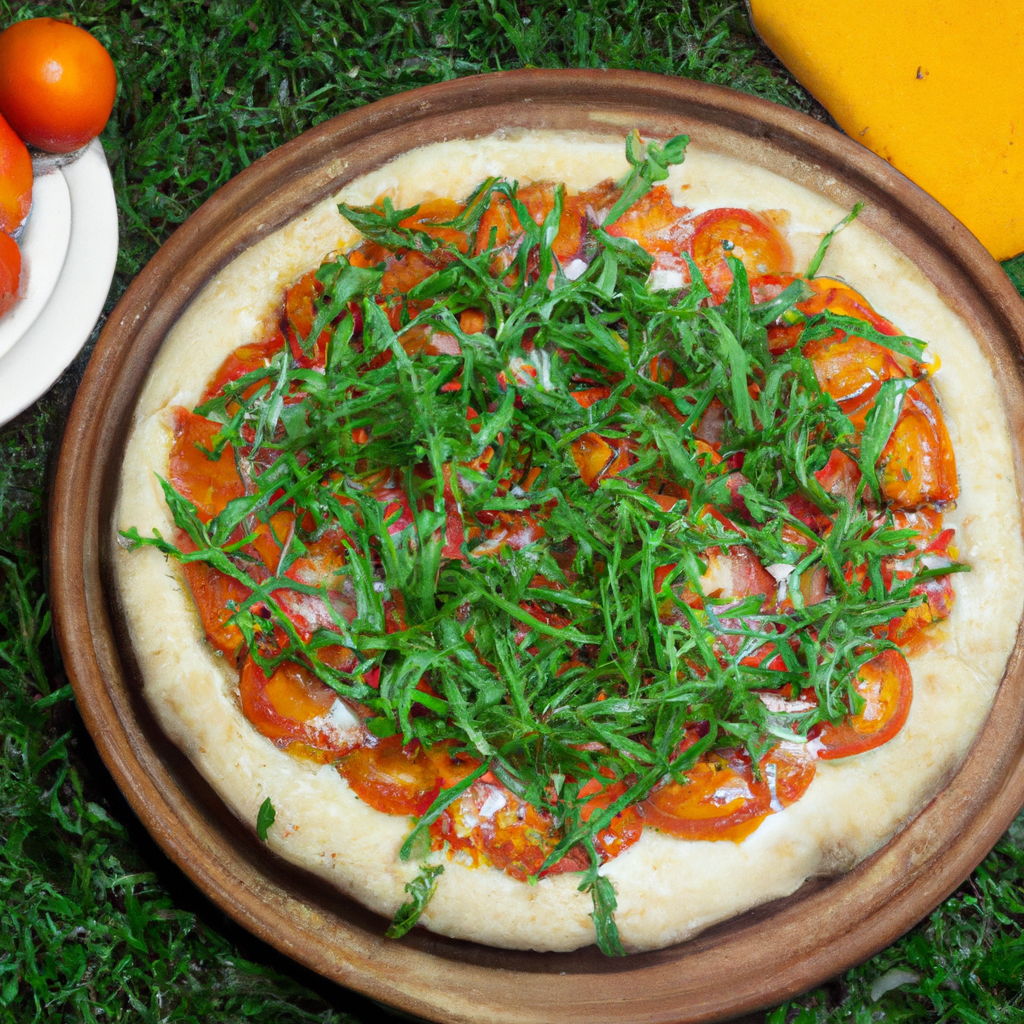 foto da receita Pizza de mussarela de búfala,   rúcula e tomate seco