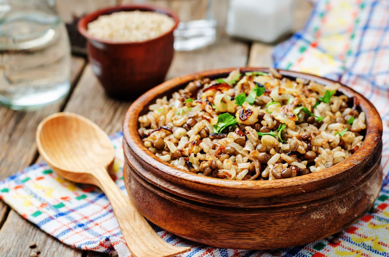 foto da receita Arroz integral com lentilha